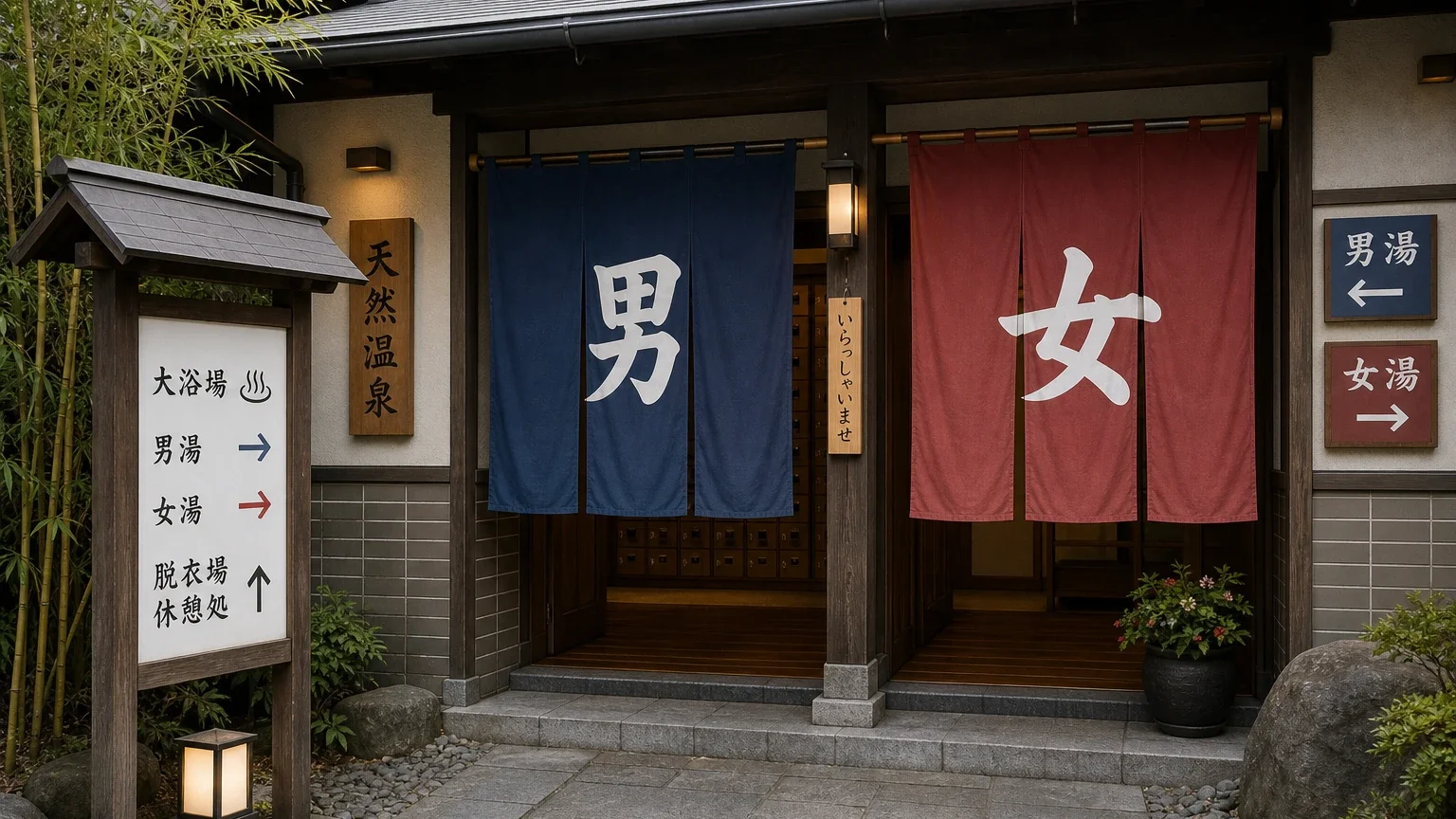 温泉で迷わない漢字と暖簾の見分け方